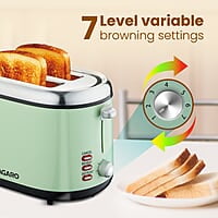 AGARO Royal 2 Slice Stainless Steel Pop Up Toaster 850W