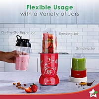 Wonderchef Nutri-blend Mixer Grinder Blender, Smoothie Maker, 3 Unbreakable Jars 500W 22000 RPM Red