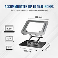 Portronics My Buddy K11 Pro Laptop Stand – Metal Build | Extendable & Rotatable | Silver