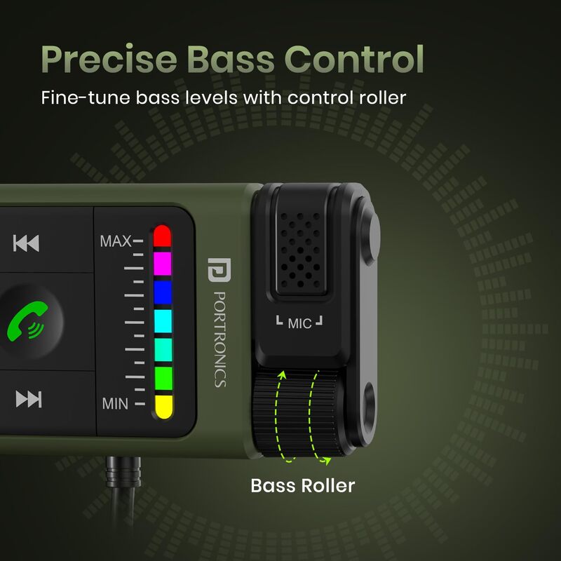 Portronics Auto Tune | Bluetooth Car Audio with Enhanced Bass Control, delivering superior sound quality and seamless connectivity for an immersive driving experience. Tune in and enjoy!