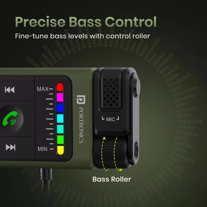 Portronics Auto Tune | Bluetooth Car Audio with Enhanced Bass Control, delivering superior sound quality and seamless connectivity for an immersive driving experience. Tune in and enjoy!
