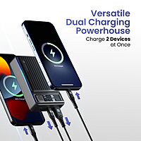 Portronics 20K Mini Power Bank – Compact design, 20000mAh capacity, LED indicator, dual output with USB-A & Type-C PD, fast charging support, perfect for on-the-go device charging.