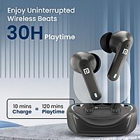 Portronics Twins S11 – Gaming TWS Earbuds, featuring Environmental Noise Cancellation (ENC), immersive sound, low latency, and a sleek blue design for an enhanced gaming experience.