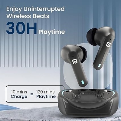 Portronics Harmonics Twins S11 Gaming Earbuds with Long Playtime,TWS Low Latency,Auto ENC Quad 4 Mics,BT5.3V,Rapid Pairing,IPX 4 Water Resistance,Wireless Earpods,in-Ear,Type C Fast Charging Portronics Harmonics Twins S11 Gaming Earbuds with Long Playtime,TWS Low Latency,Auto ENC Quad 4 Mics,BT5.3V,Rapid Pairing,IPX 4 Water Resistance,Wireless Earpods,in-Ear,Type C Fast Charging