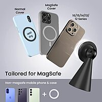 Portronics Mogun 5 Magnetic Phone Holder – Magsafe Compatible | 360° Rotation & 180° Pivot | Black