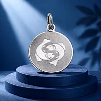 925 Sterling Silver Pisces Zodiac Pendant for Men & Women | Astrology Fish Charm Necklace | Round Engraved Horoscope Jewelry