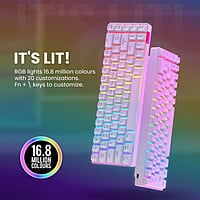 Portronics Hydra 10 Mechanical Wireless Gaming Keyboard with Bluetooth 5.0 + 2.4 GHz, RGB Lights 16.8 Million Colors, Type C Charging, Compatible with PCs, Smartphones and Tablets