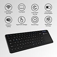 Portronics Bubble PRO Bluetooth + Wireless Keyboard – Black | With Touch Pad | 1 Year Warranty
