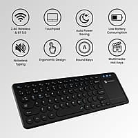 Portronics Bubble Pro Wireless Keyboard with Touchpad, Bluetooth & 2.4 GHz Dual Connectivity, Noiseless Keys