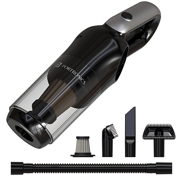 Portronics Mopcop 3 Cordless Vacuum Cleaner – Black: Lightweight, powerful suction, perfect for quick clean-ups. Sleek design, easy to maneuver.