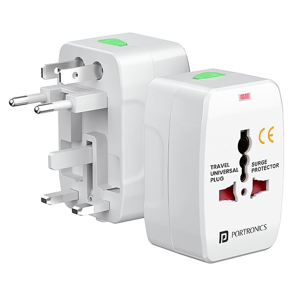 Portronics Juicemate Go Universal Travel Adapter – 6A AC Output | White