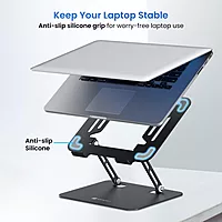 Portronics My Buddy K3 PRO Laptop Stand – Metal Build | Foldable Design | Grey | 1 Year Warranty