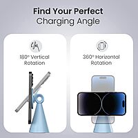 Portronics Mogun 5 – MagSafe Desk Phone Holder, Blue. Sleek design, securely holds phone while charging. Ideal for home or office.