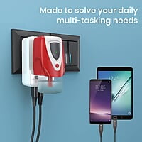 Portronics Adapto III Dual USB Adapter with AC Socket