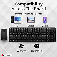 Coconut Desire 2.0 WKM16 + WM16 Wireless Keyboard & Mouse Combo (White & Pink, 1 Year Warranty)