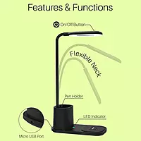 Portronics Brillo II – A stylish lamp with wireless charging, adjustable brightness, ideal for bedside or workspace, blending design and functionality.