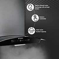 Faber 60 Cm 1500 M³/Hr Autoclean Kitchen Chimney Autoclean Alarm, Mood Energy In Hcsc Bk 60,Touch&Gesture Control,