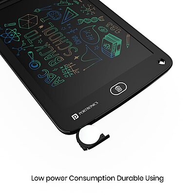 Portronics RuffPad 8.5E LCD Writing Pad – 8.5 Inch | Re-Writable Display | Safety Lock | Black