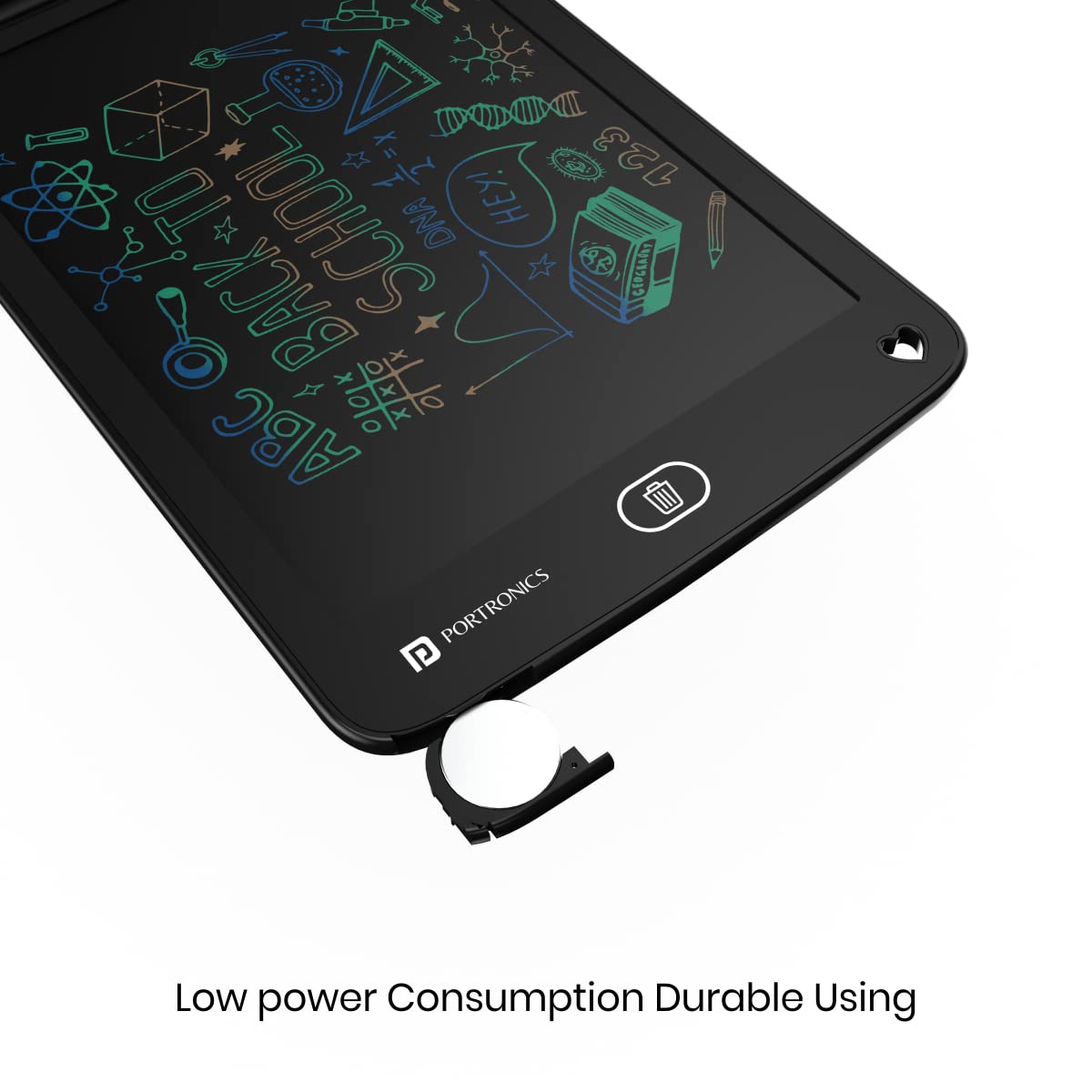 Portronics RuffPad 8.5E LCD Writing Pad – 8.5 Inch | Re-Writable Display | Safety Lock | Black