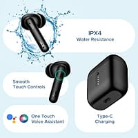 boAt Airdopes 141 Bluetooth Truly Wireless in Ear Ear Buds w/ 45H Playtime,Low Latency Mode for Gaming, ENx Tech, IWP, IPX4 Water Resistance, Smooth Touch Controls