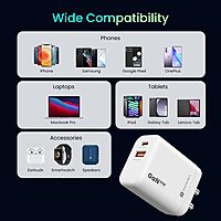 Portronics Adapto 65X 65W GaN Dual Port PD Charger with 100W Type-C Cable | White