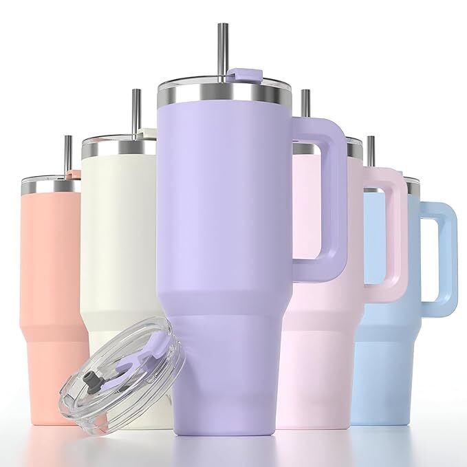 STEEL SIPPER 40oz Stainless Steel Vacuum Insulated Tumbler with Straw and Lid & Handle, Travel Coffee Mugs Cups for Hot Drinks with Handle and Straw Insulated Water Bottle Iced Coffee Cup