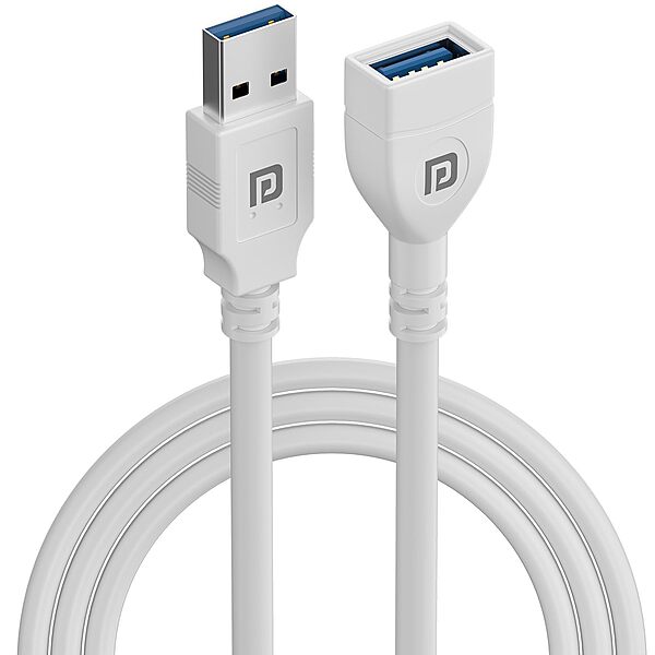 Portronics UniConnect 3M USB Cable – Male to Female | 3M | White | 1 Year Warranty