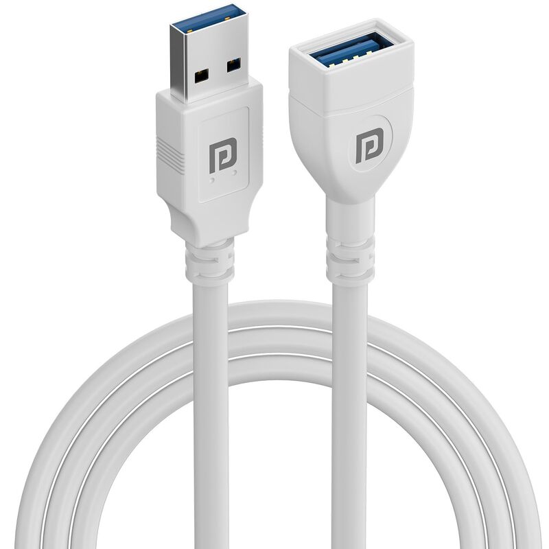 Portronics UniConnect 3M USB Cable – Male to Female | 3M | White | 1 Year Warranty