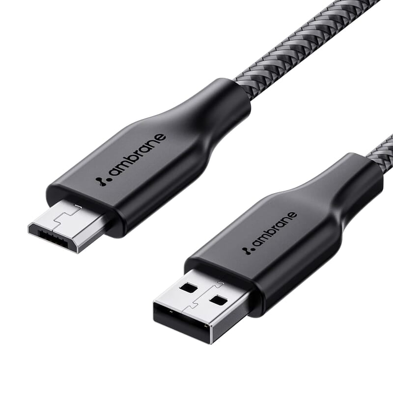 Ambrane Unbreakable 60W / 3A Fast Charging 1.5m Braided Micro USB Cable for Smartphones, Tablets, Laptops & other Micro USB devices, 480Mbps Data Sync, Quick Charge 3.0 (RCM15