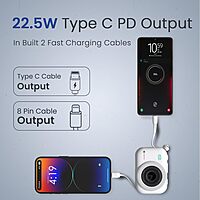 Portronics 3017 Power Shutter Wireless Charge 20K Power Bank– 20000mAh | 15W  | White