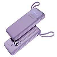 ZEBRONICS MB10000S6 Power Bank, 10000 mAh, 12W, 5 x Outputs - Dual USB A | Type C | Micro USB | Lightning, Built in I/O Cables, Mobile Holder, Percentage Display, Carry Loop