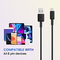 Portronics POR 2115 Konnect Link Lightning Cable – 8 Pin | PVC | 1m Black