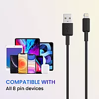 Portronics POR 2115 Konnect Link Lightning Cable – 8 Pin | PVC | 1m Black