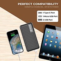 Lapcare Smart Tank VI LPB‑423: 20,000 mAh Li‑Polymer power bank with 12 W fast charging, 4‑port output (USB‑A, Type‑C, Micro‑USB), LED indicator & multi‑protection.