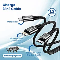 EVM M-3 3 in 1 Charging Cable - Black