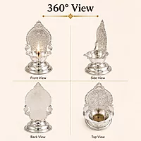 Sterling Silver Ashtalakshmi Diya Lamp for Pooja Room, Home Temple & Daily Spiritual Worship