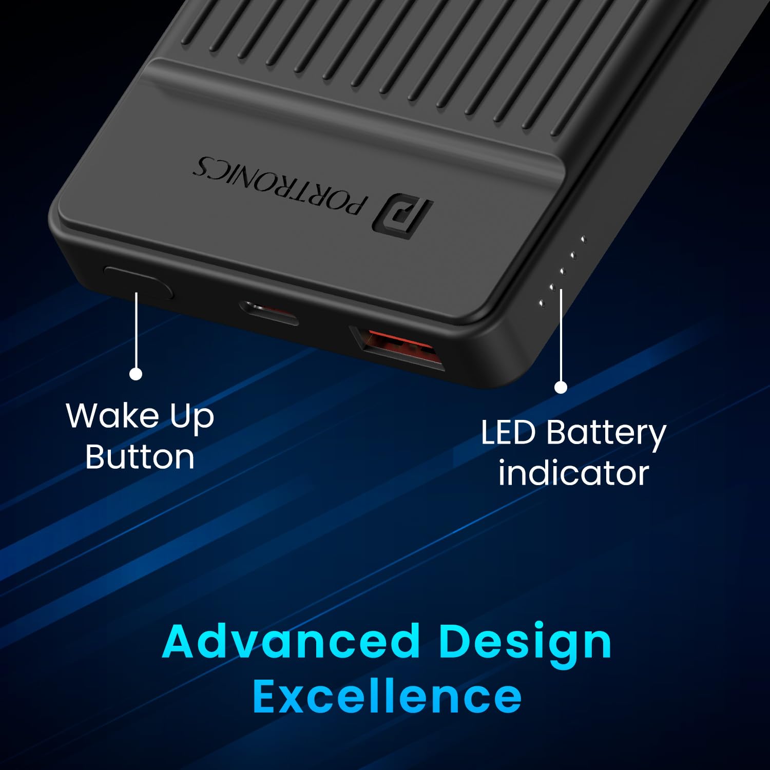 Portronics 2253 Luxcell B 12 10K Power Bank – 10000mAh | 12W Charging | Black