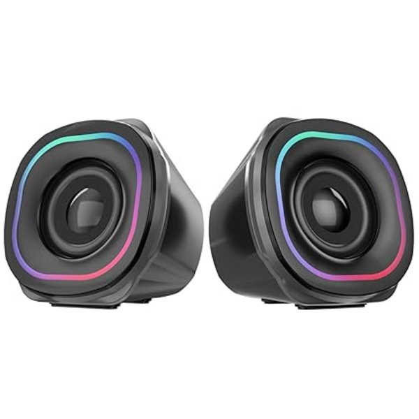 Portronics in Tune 5 12W Portable USB Powered Wired Speaker with Volume Control, 3.5mm AUX in, HD Sound, 2.0 Channel, RGB Lights Controls, Multimedia Speaker for PC, Gaming, Desktop and Laptop(Black) Portronics in Tune 5 12W Portable USB Powered Wired Speaker with Volume Control, 3.5mm AUX in, HD Sound, 2.0 Channel, RGB Lights Controls, Multimedia Speaker for PC, Gaming, Desktop and Laptop(Black)