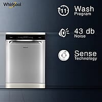 Whirlpool 14 Place Settings PowerClean Pro Technology Dishwasher (WFO 3O33 PL N X IN, Inox, 30% extra space, 11 wash Programs, Clean and Dry