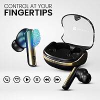 Portronics Twins S7 – TWS Earbuds, 35H Playtime, Black, Bluetooth 5.0, Touch Control, IPX4 Water Resistant, Deep Bass, Comfortable Fit, Quick Charge, Perfect for Music & Calls, Lightweight Design.