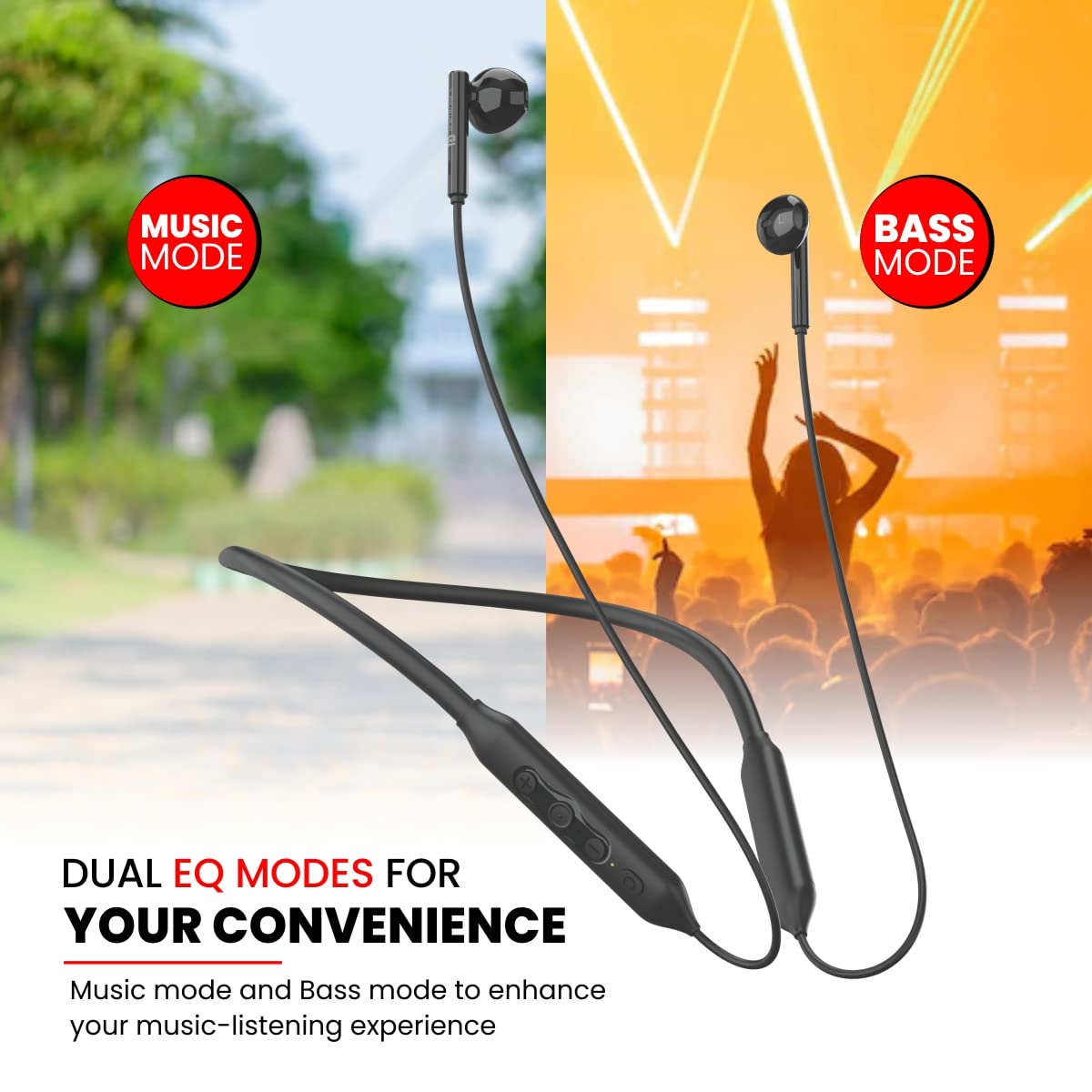 Portronics Harmonics Z5 Bluetooth In-Ear Headset – Dual EQ Mode, Type-C | 33Hrs Play | Black