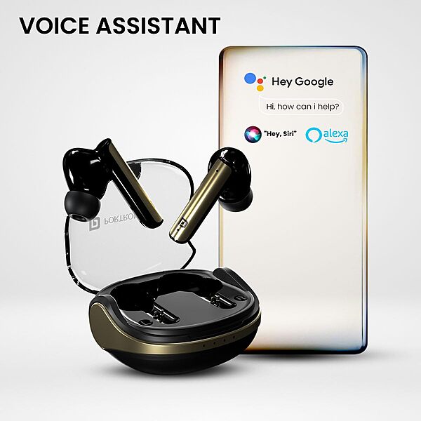 Portronics Twins S7 – TWS Earbuds, 35H Playtime, Black, Bluetooth 5.0, Touch Control, IPX4 Water Resistant, Deep Bass, Comfortable Fit, Quick Charge, Perfect for Music & Calls, Lightweight Design.