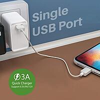Portronics 1104 Adapto ONE Charger – 3A Quick Charger | Single USB Port | Type-C Cable | White