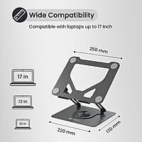 Portronics My Buddy K11 Metal Laptop Stand with 360° Rotation, Height & Angle Adjustable, Foldable Design