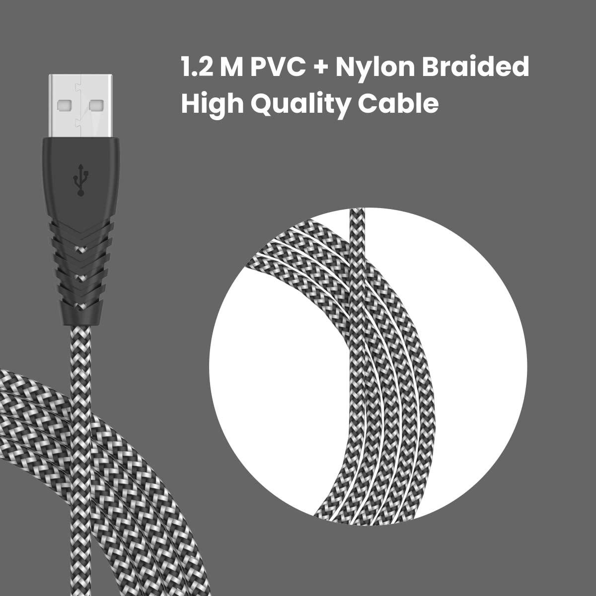 Portronics Konnect J9 3-in-1 Charging Cable – 3A Fast Charging | Data Sync | 1.5M Tangle-Free Cable