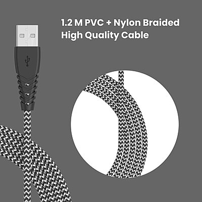 Portronics Konnect J9 3-in-1 Charging Cable – 3A Fast Charging | Data Sync | 1.5M Tangle-Free Cable