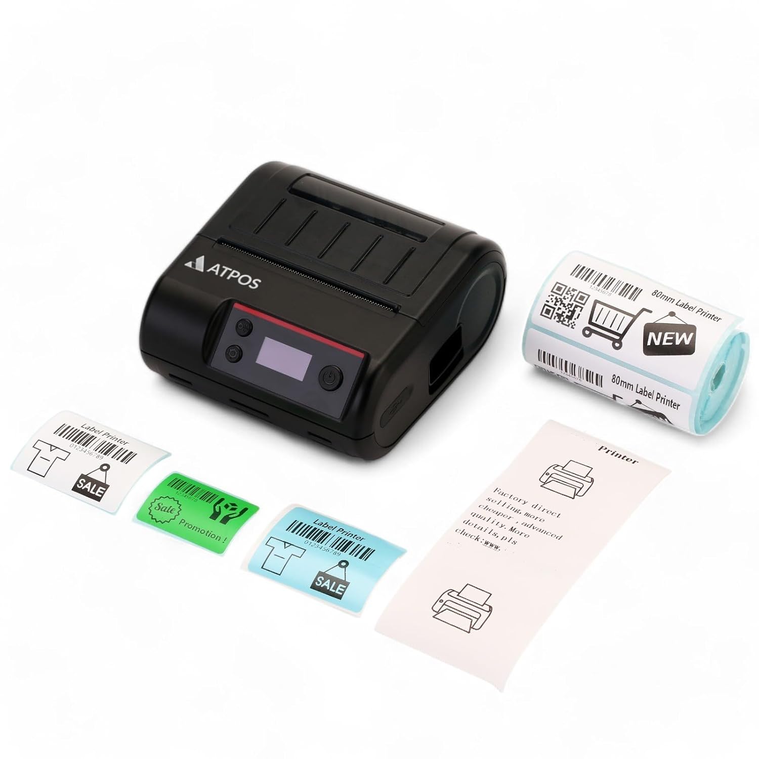 Atpos MD80 80mm 3-Inch Mobile Label Receipt Printer (Dual Mode) | USB+BT