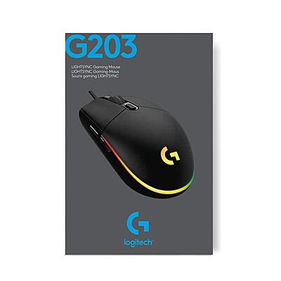 LOGITECH LIGHT SYNC WIRED GAMING MOUSE  G203-Black