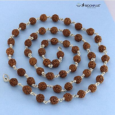 Silver tied Rudraksha Mala With Ruthratcham Pendant|With Certificate