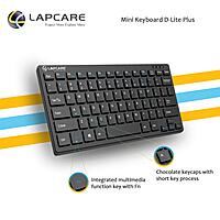 Lapcare D-Lite Mini Wired Keyboard – 87 Key Compact Design | Chocolate Quiet Keys | Multimedia Fn Keys | USB Plug & Play | UV-Coated Keycaps | Black